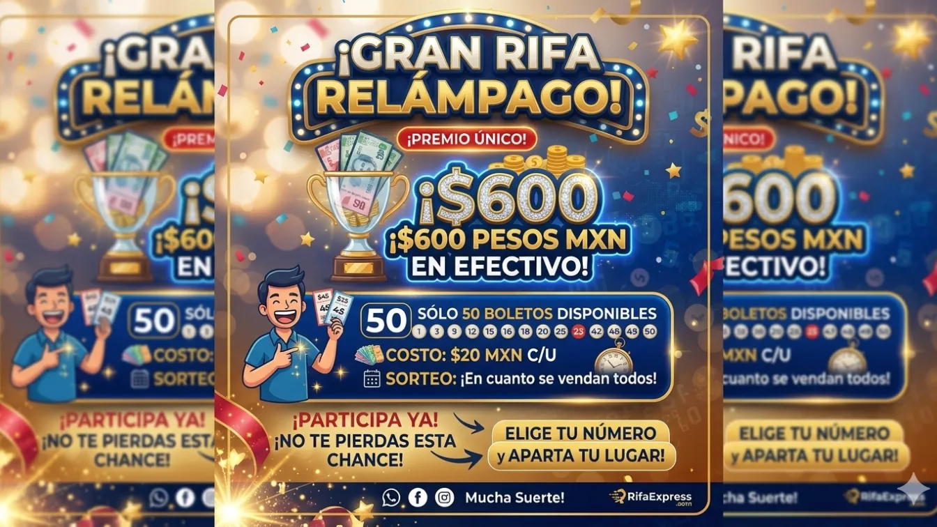 ¡Gran Rifa Relámpago! Gana $600 en Efectivo 💵